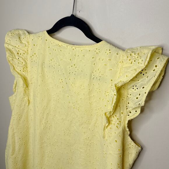 J.Crew Women’s‎ Size 14 Sunshine Yellow Mini Dress Flutter Sleeve Summer Breezy - Picture 7 of 12